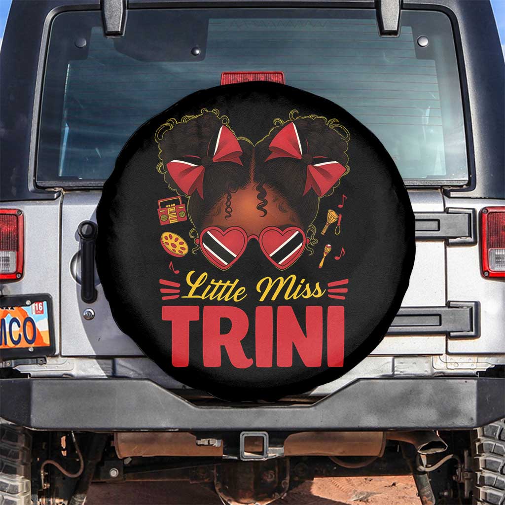 Little Miss Trinidad And Tobago Spare Tire Cover Afro Black Messy Bun Girl Trini Flag Bow