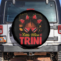 Little Miss Trinidad And Tobago Spare Tire Cover Afro Black Messy Bun Girl Trini Flag Bow