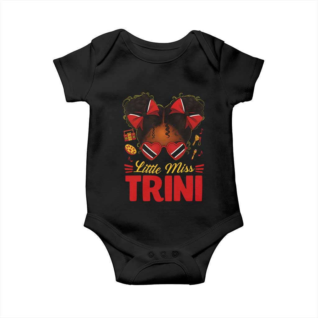 Little Miss Trinidad And Tobago Baby Onesie Afro Black Messy Bun Girl Trini Flag Bow