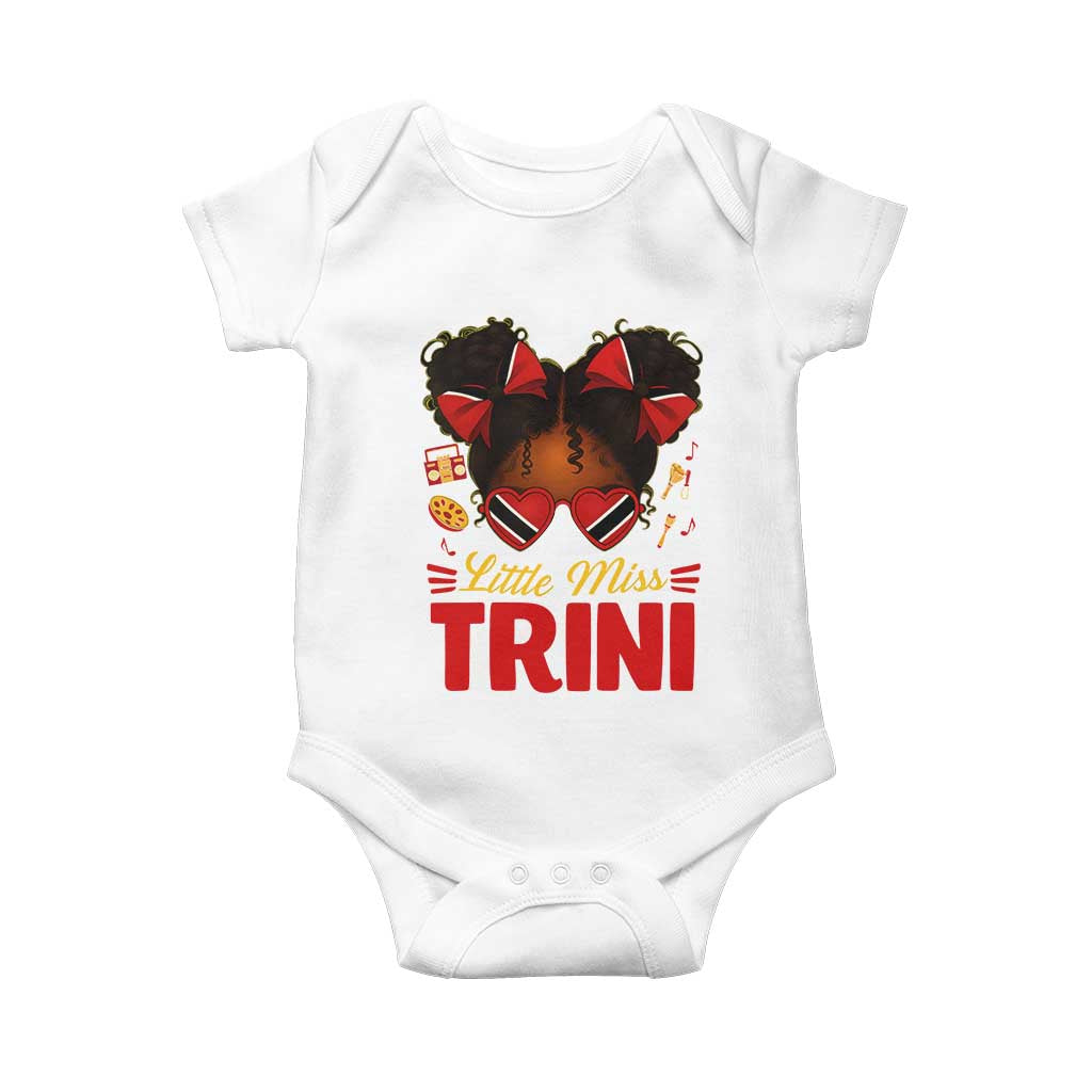 Little Miss Trinidad And Tobago Baby Onesie Afro Black Messy Bun Girl Trini Flag Bow