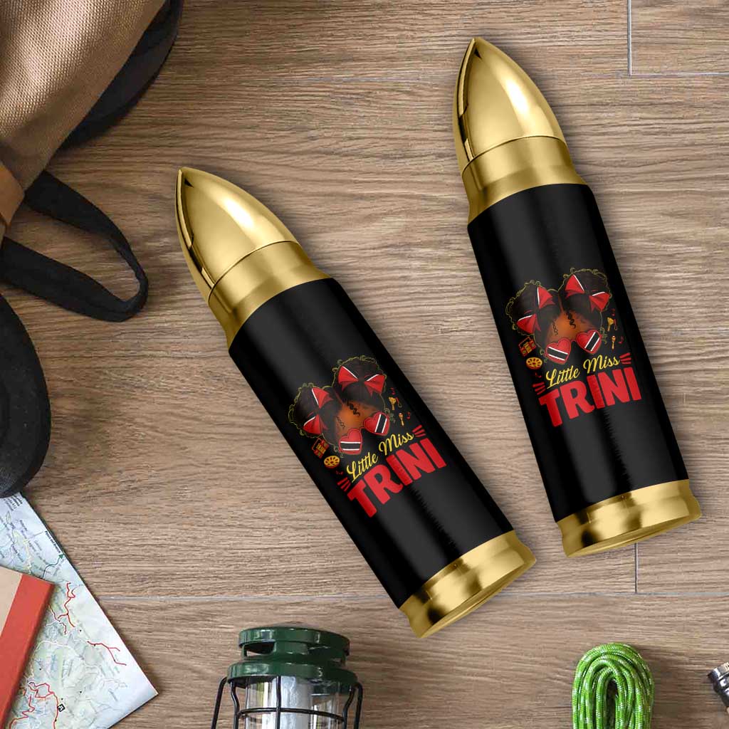 Little Miss Trinidad And Tobago Bullet Tumbler Afro Black Messy Bun Girl Trini Flag Bow