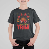 Little Miss Trinidad And Tobago T Shirt For Kid Afro Black Messy Bun Girl Trini Flag Bow