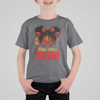 Little Miss Trinidad And Tobago T Shirt For Kid Afro Black Messy Bun Girl Trini Flag Bow