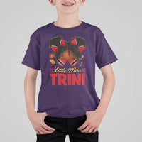 Little Miss Trinidad And Tobago T Shirt For Kid Afro Black Messy Bun Girl Trini Flag Bow