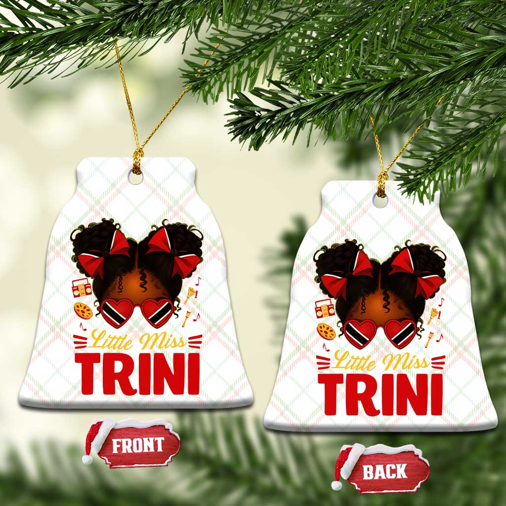Little Miss Trinidad And Tobago Ceramic Ornament Afro Black Messy Bun Girl Trini Flag Bow