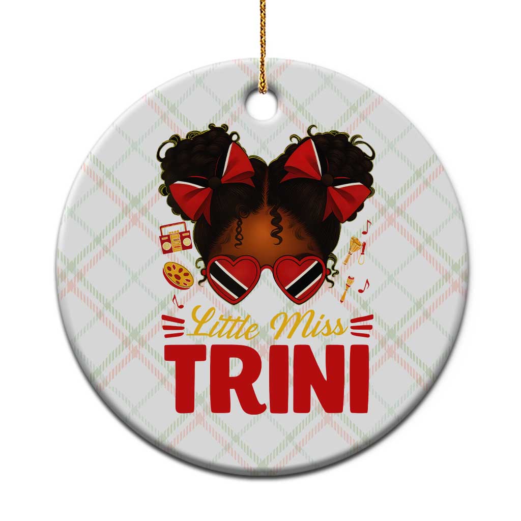 Little Miss Trinidad And Tobago Ceramic Ornament Afro Black Messy Bun Girl Trini Flag Bow
