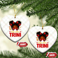 Little Miss Trinidad And Tobago Ceramic Ornament Afro Black Messy Bun Girl Trini Flag Bow