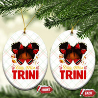 Little Miss Trinidad And Tobago Ceramic Ornament Afro Black Messy Bun Girl Trini Flag Bow
