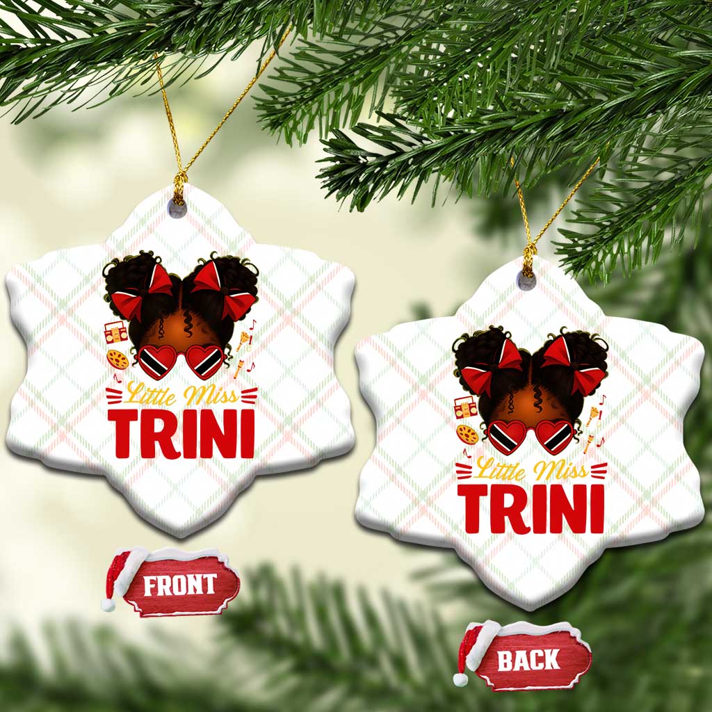 Little Miss Trinidad And Tobago Ceramic Ornament Afro Black Messy Bun Girl Trini Flag Bow