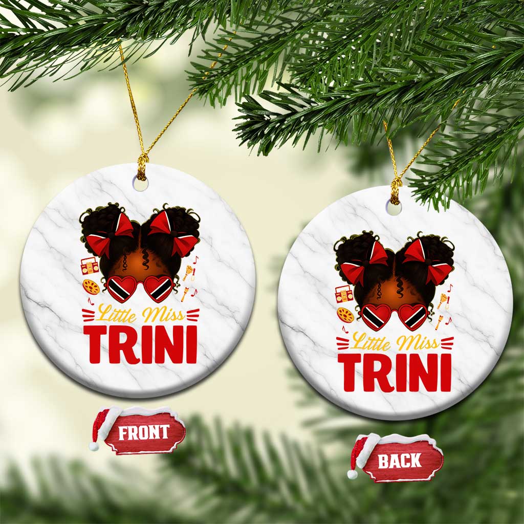 Little Miss Trinidad And Tobago Ceramic Ornament Afro Black Messy Bun Girl Trini Flag Bow