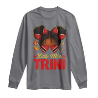 Little Miss Trinidad And Tobago Long Sleeve Shirt Afro Black Messy Bun Girl Trini Flag Bow