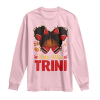 Little Miss Trinidad And Tobago Long Sleeve Shirt Afro Black Messy Bun Girl Trini Flag Bow