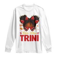 Little Miss Trinidad And Tobago Long Sleeve Shirt Afro Black Messy Bun Girl Trini Flag Bow