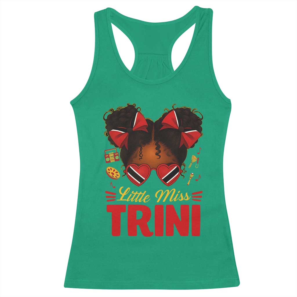 Little Miss Trinidad And Tobago Racerback Tank Top Afro Black Messy Bun Girl Trini Flag Bow