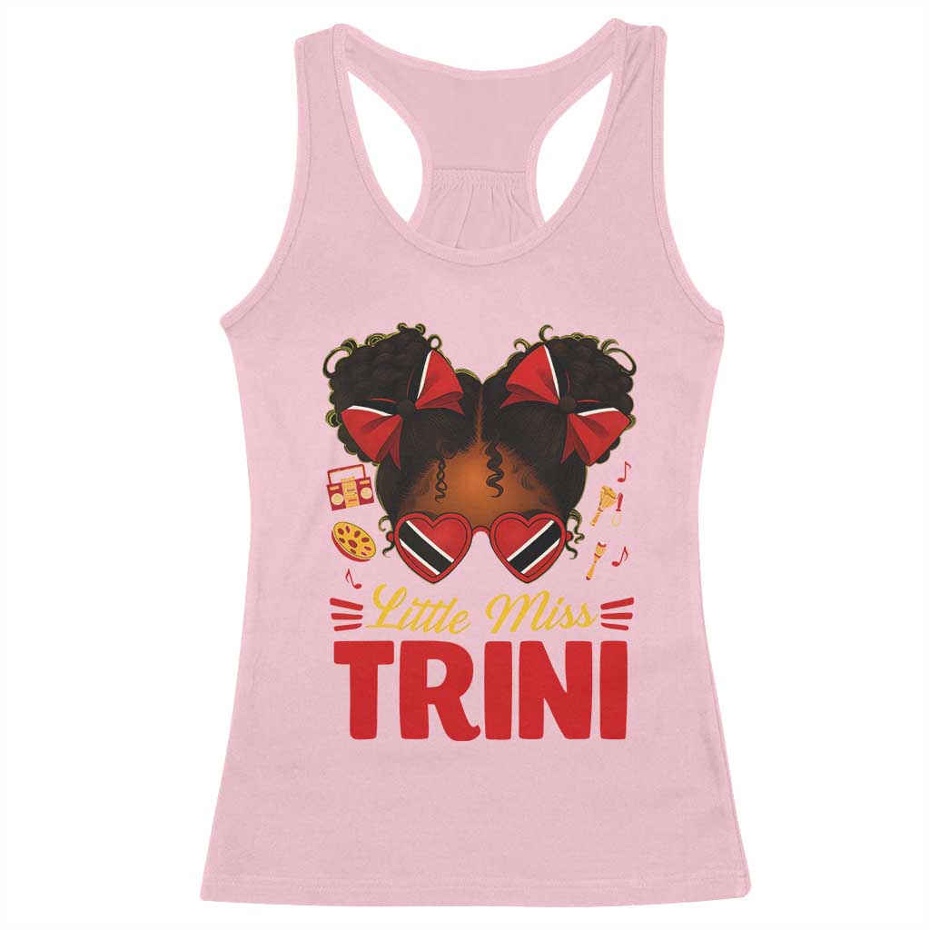 Little Miss Trinidad And Tobago Racerback Tank Top Afro Black Messy Bun Girl Trini Flag Bow