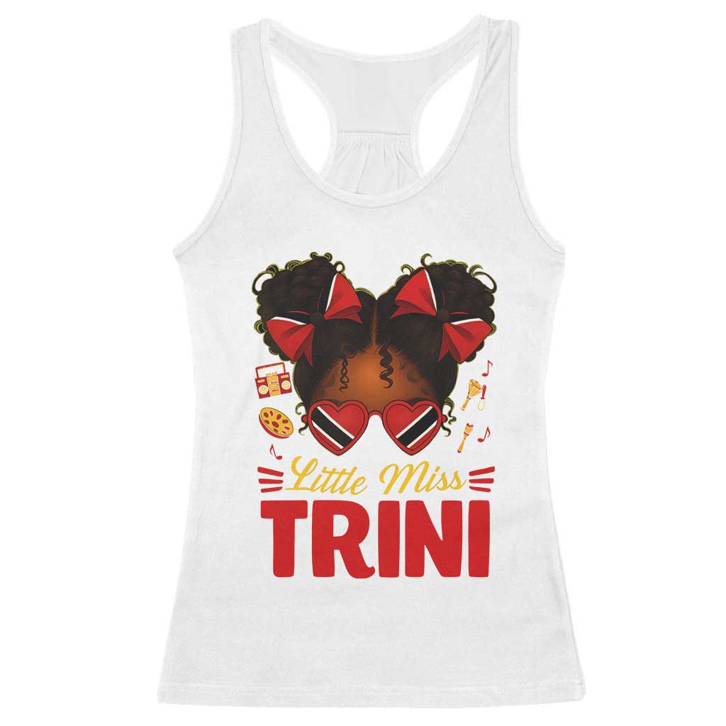 Little Miss Trinidad And Tobago Racerback Tank Top Afro Black Messy Bun Girl Trini Flag Bow