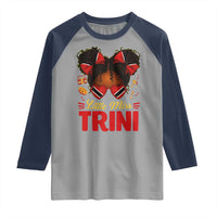 Little Miss Trinidad And Tobago Raglan Shirt Afro Black Messy Bun Girl Trini Flag Bow