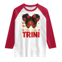 Little Miss Trinidad And Tobago Raglan Shirt Afro Black Messy Bun Girl Trini Flag Bow