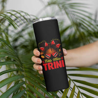 Little Miss Trinidad And Tobago Skinny Tumbler Afro Black Messy Bun Girl Trini Flag Bow