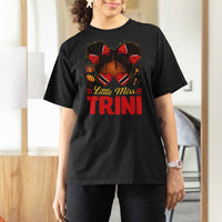 Little Miss Trinidad And Tobago T Shirt For Women Afro Black Messy Bun Girl Trini Flag Bow