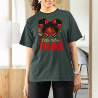 Little Miss Trinidad And Tobago T Shirt For Women Afro Black Messy Bun Girl Trini Flag Bow