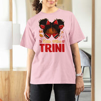 Little Miss Trinidad And Tobago T Shirt For Women Afro Black Messy Bun Girl Trini Flag Bow