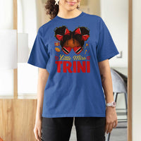Little Miss Trinidad And Tobago T Shirt For Women Afro Black Messy Bun Girl Trini Flag Bow