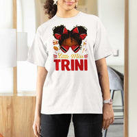 Little Miss Trinidad And Tobago T Shirt For Women Afro Black Messy Bun Girl Trini Flag Bow