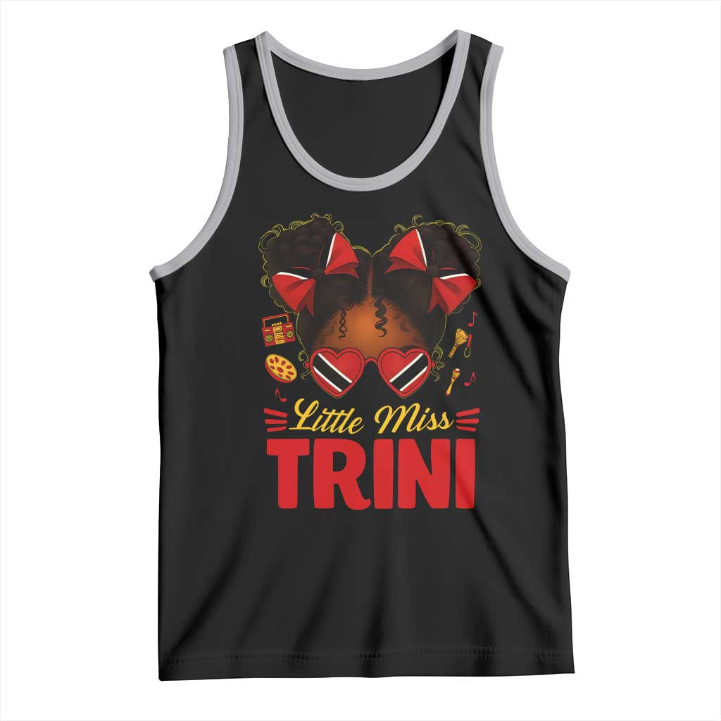 Little Miss Trinidad And Tobago Tank Top Afro Black Messy Bun Girl Trini Flag Bow