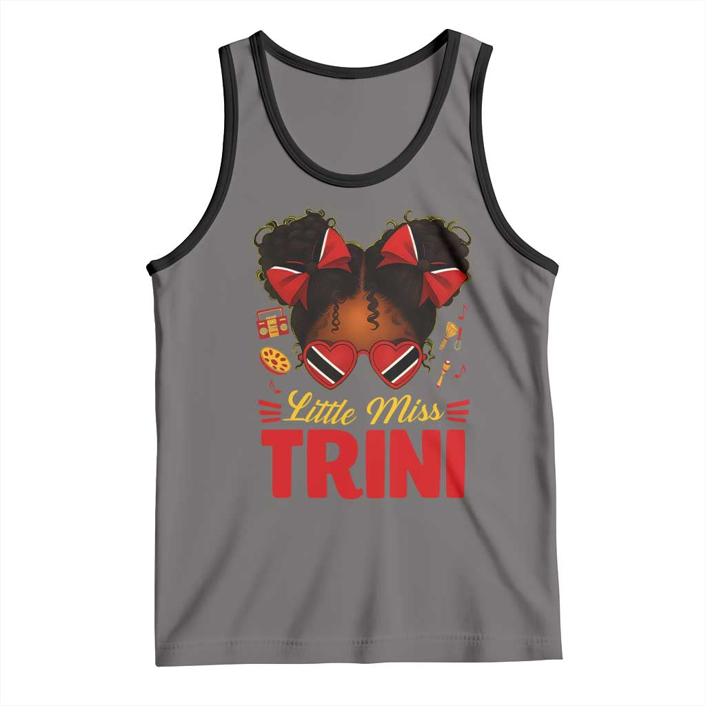 Little Miss Trinidad And Tobago Tank Top Afro Black Messy Bun Girl Trini Flag Bow