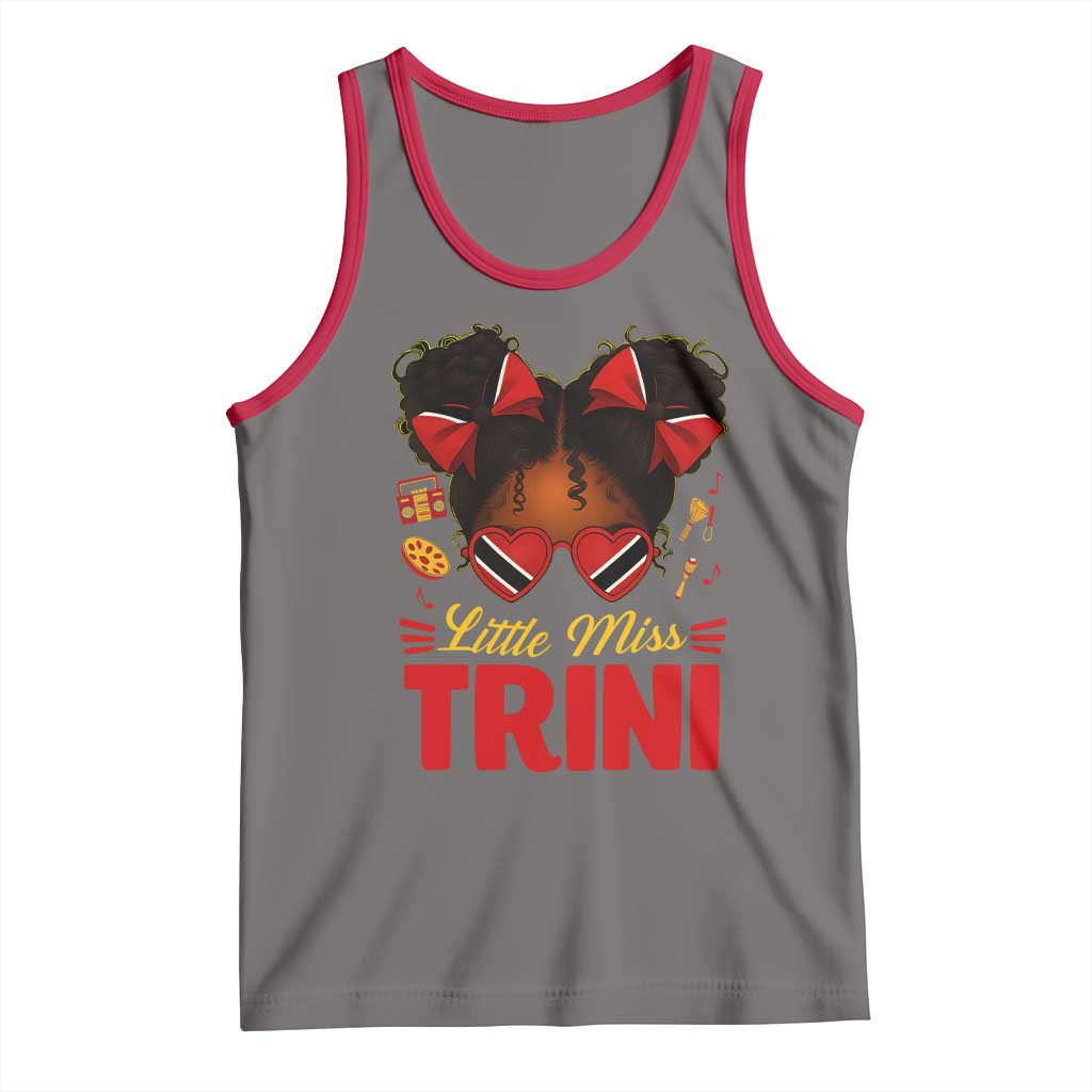 Little Miss Trinidad And Tobago Tank Top Afro Black Messy Bun Girl Trini Flag Bow