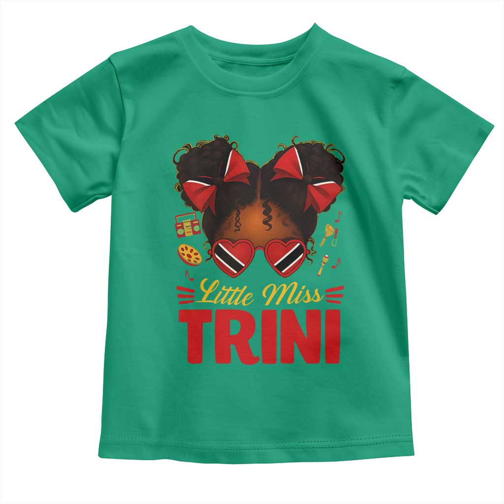 Little Miss Trinidad And Tobago Toddler T Shirt Afro Black Messy Bun Girl Trini Flag Bow