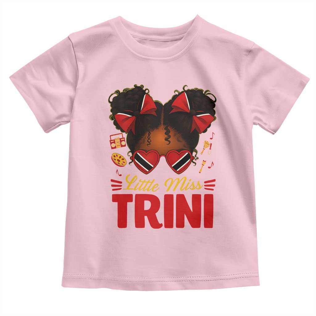 Little Miss Trinidad And Tobago Toddler T Shirt Afro Black Messy Bun Girl Trini Flag Bow