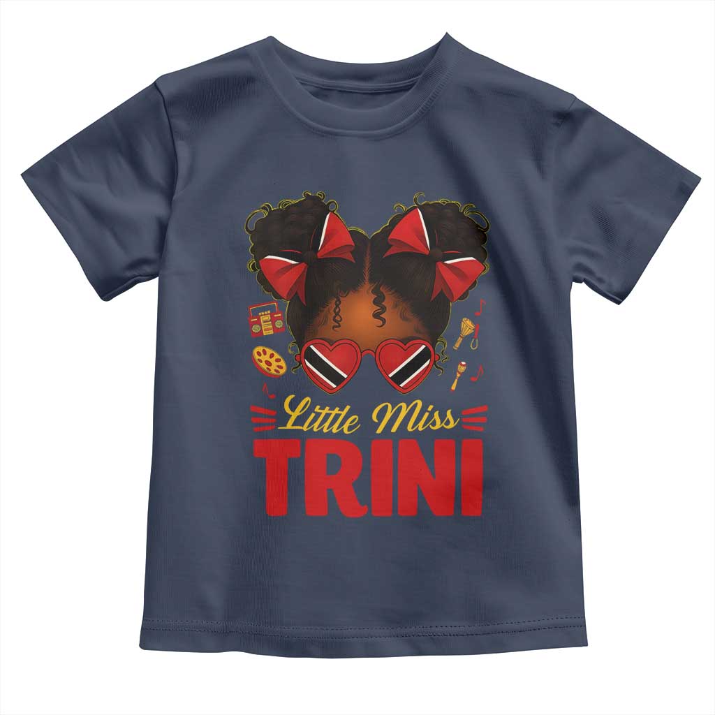 Little Miss Trinidad And Tobago Toddler T Shirt Afro Black Messy Bun Girl Trini Flag Bow