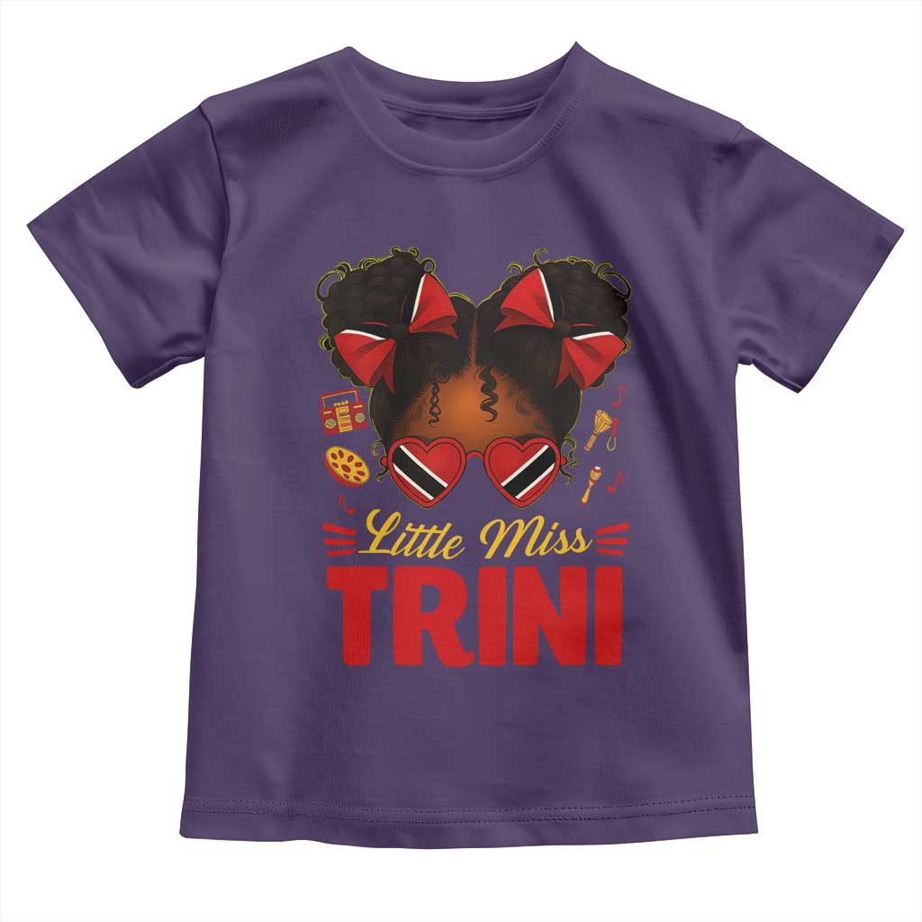 Little Miss Trinidad And Tobago Toddler T Shirt Afro Black Messy Bun Girl Trini Flag Bow