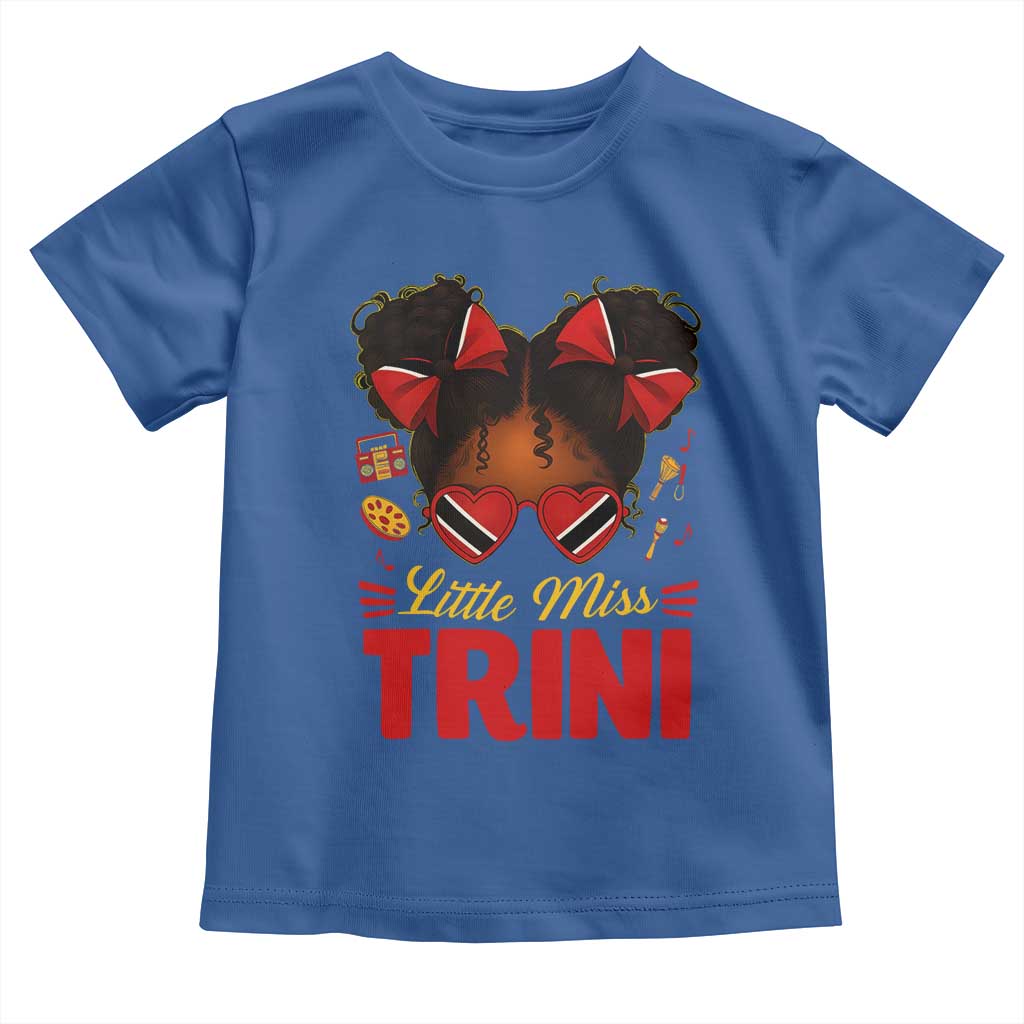 Little Miss Trinidad And Tobago Toddler T Shirt Afro Black Messy Bun Girl Trini Flag Bow