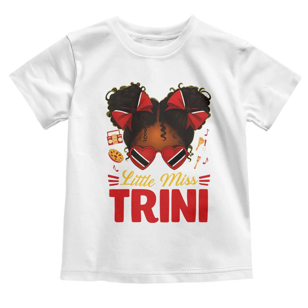 Little Miss Trinidad And Tobago Toddler T Shirt Afro Black Messy Bun Girl Trini Flag Bow