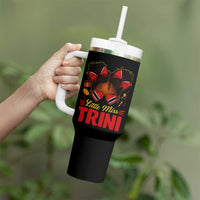 Little Miss Trinidad And Tobago Tumbler With Handle Afro Black Messy Bun Girl Trini Flag Bow