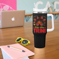 Little Miss Trinidad And Tobago Tumbler With Handle Afro Black Messy Bun Girl Trini Flag Bow