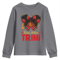 Little Miss Trinidad And Tobago Youth Sweatshirt Afro Black Messy Bun Girl Trini Flag Bow