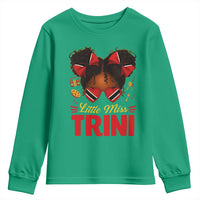 Little Miss Trinidad And Tobago Youth Sweatshirt Afro Black Messy Bun Girl Trini Flag Bow