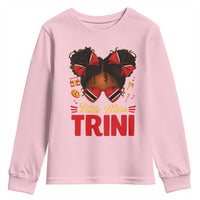 Little Miss Trinidad And Tobago Youth Sweatshirt Afro Black Messy Bun Girl Trini Flag Bow