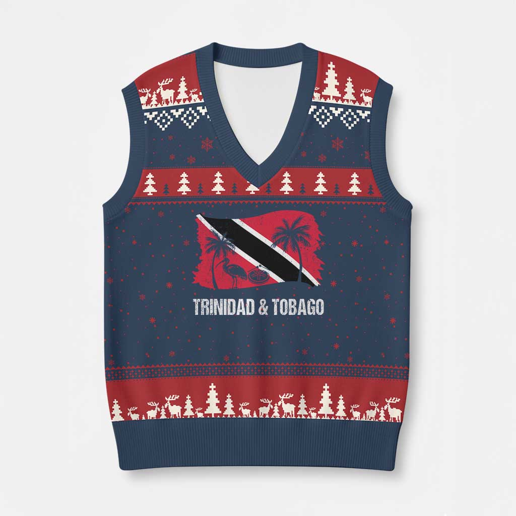 Trini Pride V-Neck Knit Sweater Vest Caribbean Trinidad And Tobago Flag