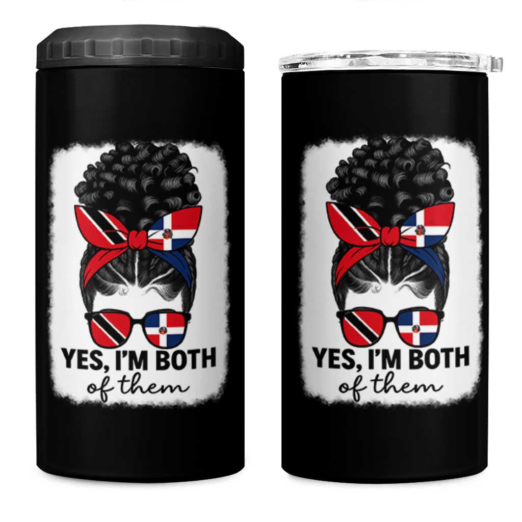 Trini Dominican Girl 4 in 1 Can Cooler Tumbler Yes Im Both Trinidad And Tobago Dominican Pride