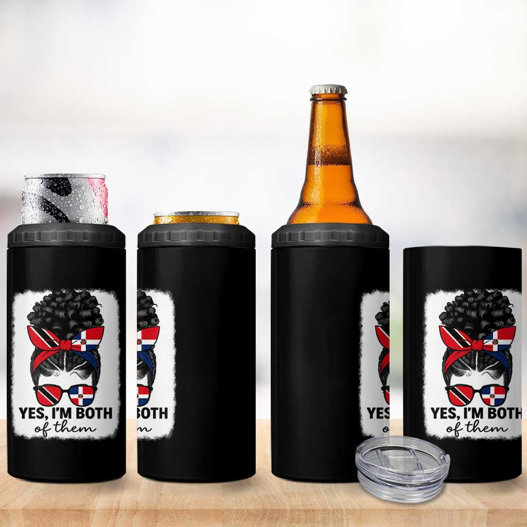 Trini Dominican Girl 4 in 1 Can Cooler Tumbler Yes Im Both Trinidad And Tobago Dominican Pride