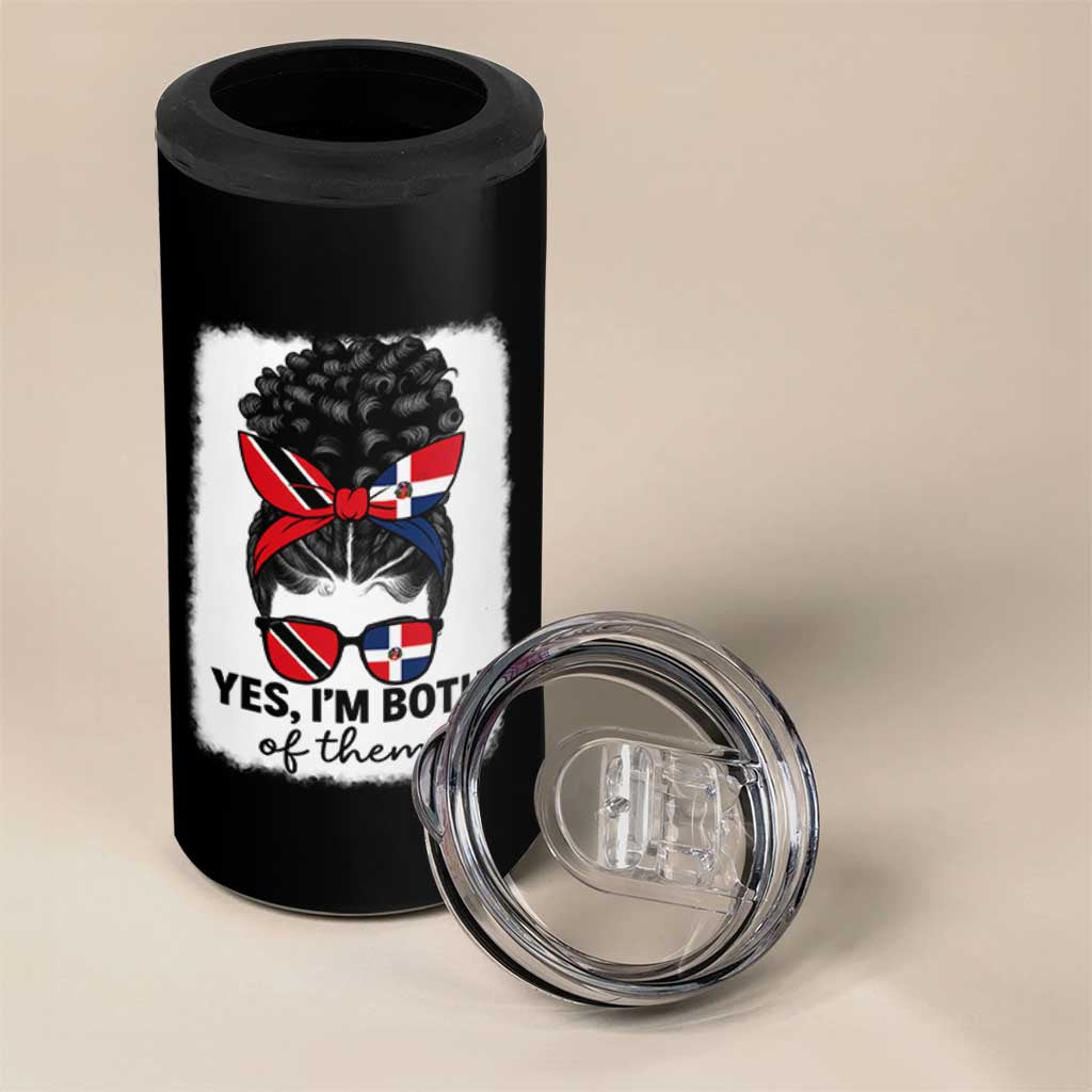 Trini Dominican Girl 4 in 1 Can Cooler Tumbler Yes Im Both Trinidad And Tobago Dominican Pride