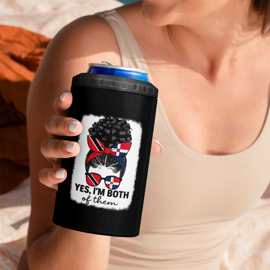 Trini Dominican Girl 4 in 1 Can Cooler Tumbler Yes Im Both Trinidad And Tobago Dominican Pride