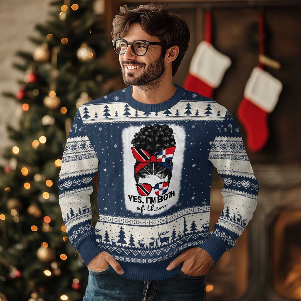 Trini Dominican Girl Ugly Christmas Sweater Yes Im Both Trinidad And Tobago Dominican Pride
