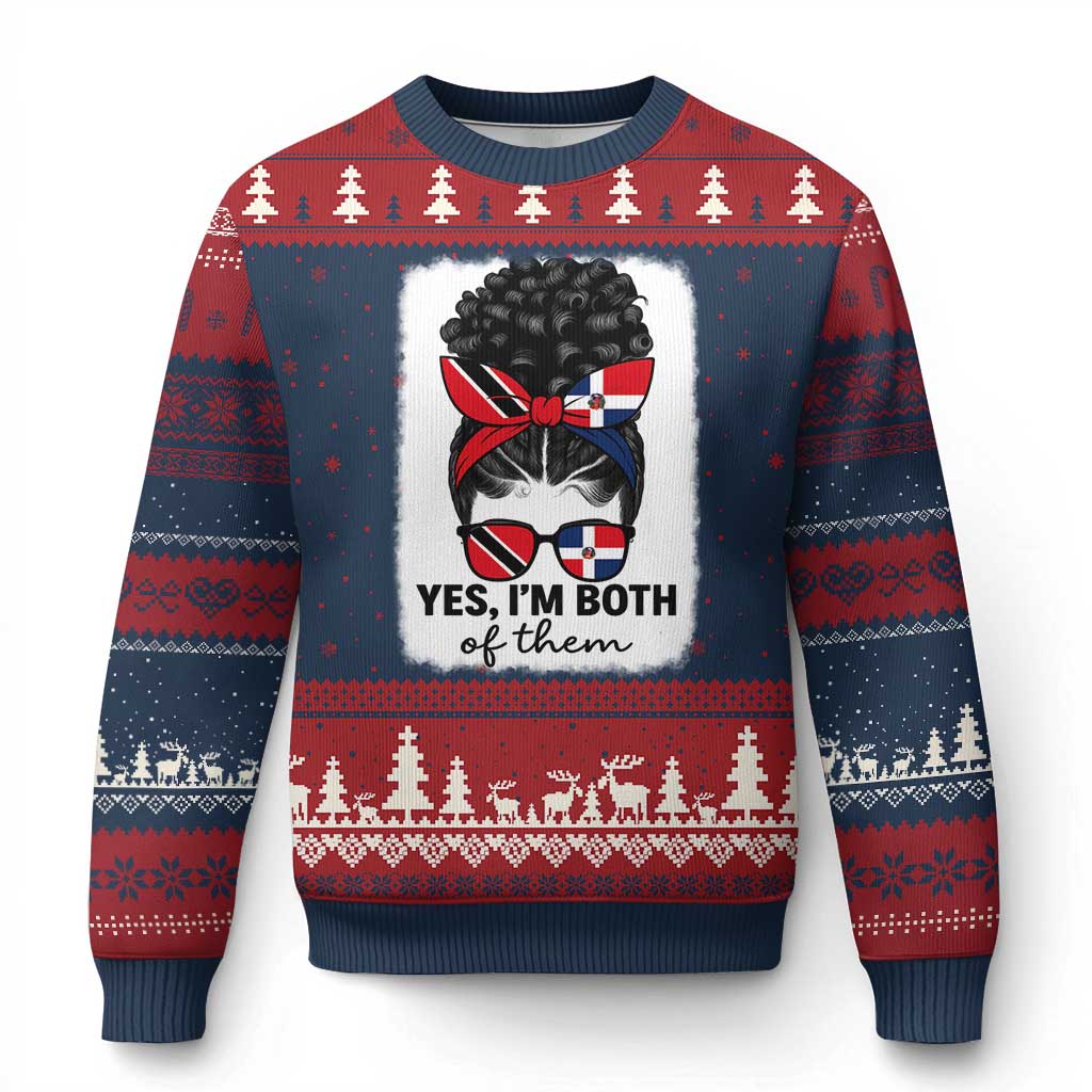 Trini Dominican Girl Ugly Christmas Sweater Yes Im Both Trinidad And Tobago Dominican Pride