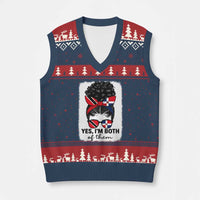 Trini Dominican Girl V-Neck Knit Sweater Vest Yes Im Both Trinidad And Tobago Dominican Pride